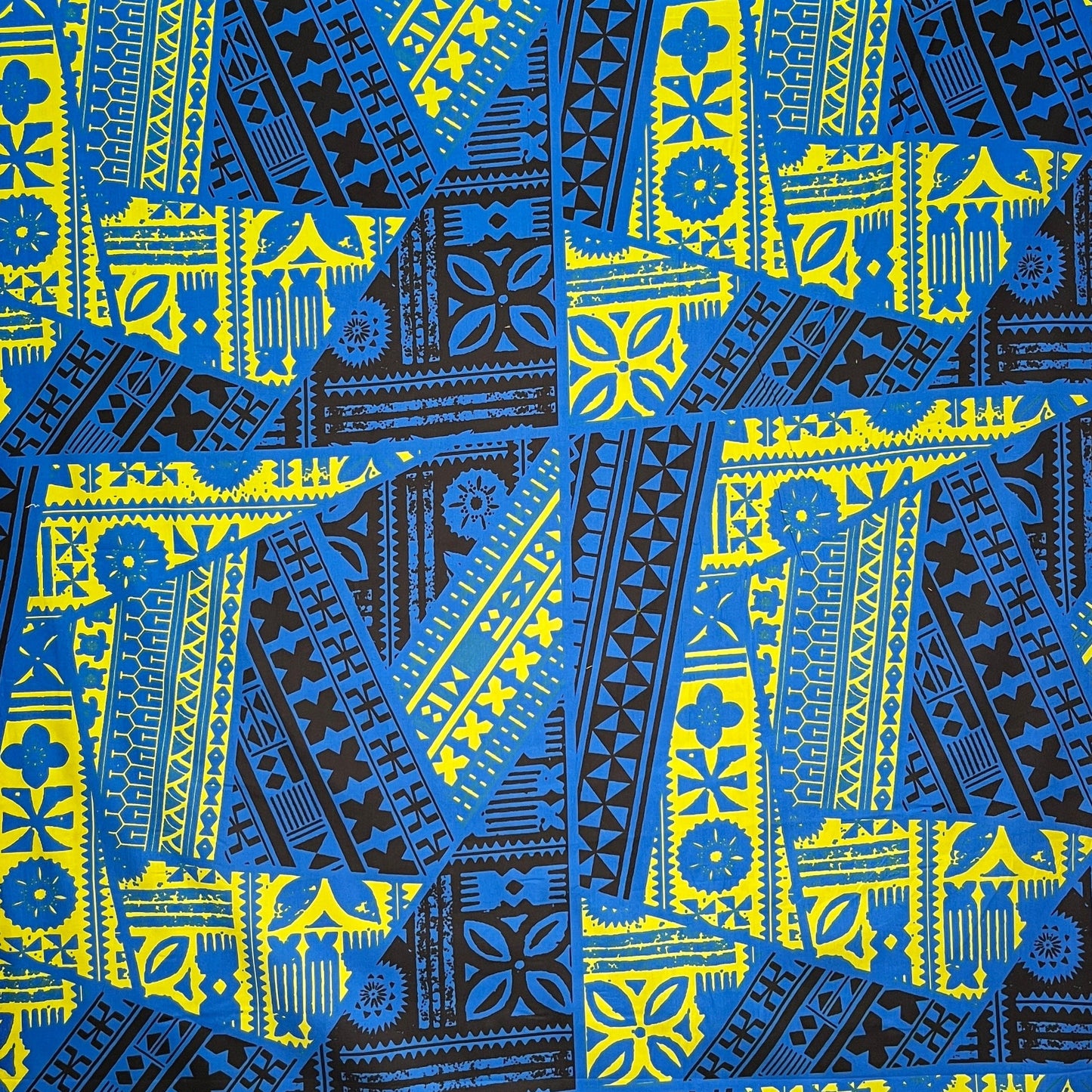 Traditional Tattoo Rectangle & Triangle Geometric Cotton Fabric| Islands Fabric