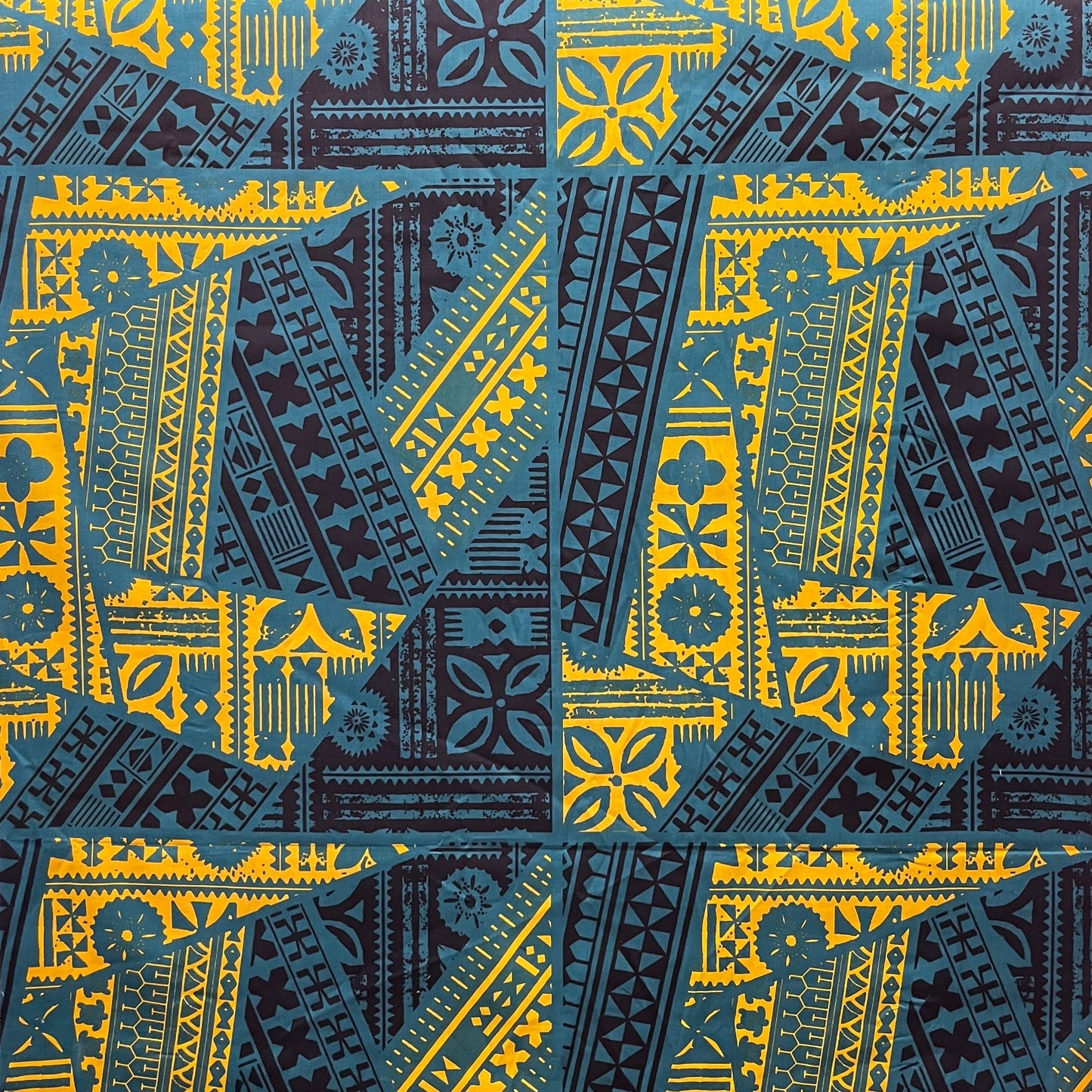 Traditional Tattoo Rectangle & Triangle Geometric Cotton Fabric| Islands Fabric