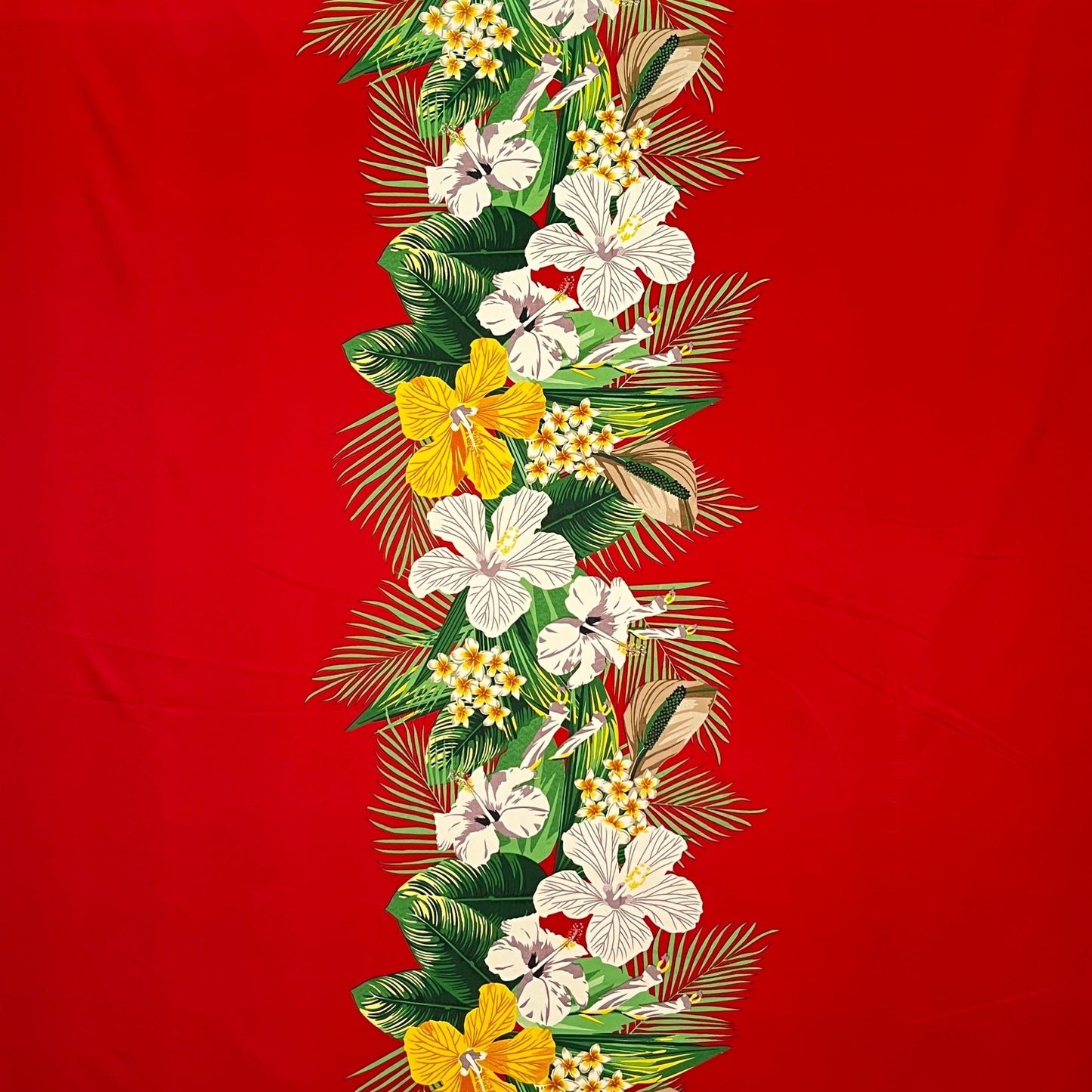 Tropical Flowers middle Border Peachskin Fabric | Islands Fabric