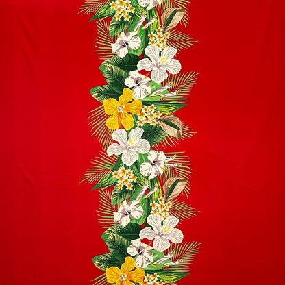 Tropical Flowers middle Border Peachskin Fabric | Islands Fabric