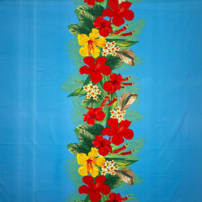 Tropical Flowers middle Border Peachskin Fabric | Islands Fabric