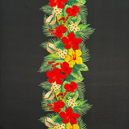 Tropical Flowers middle Border Peachskin Fabric | Islands Fabric