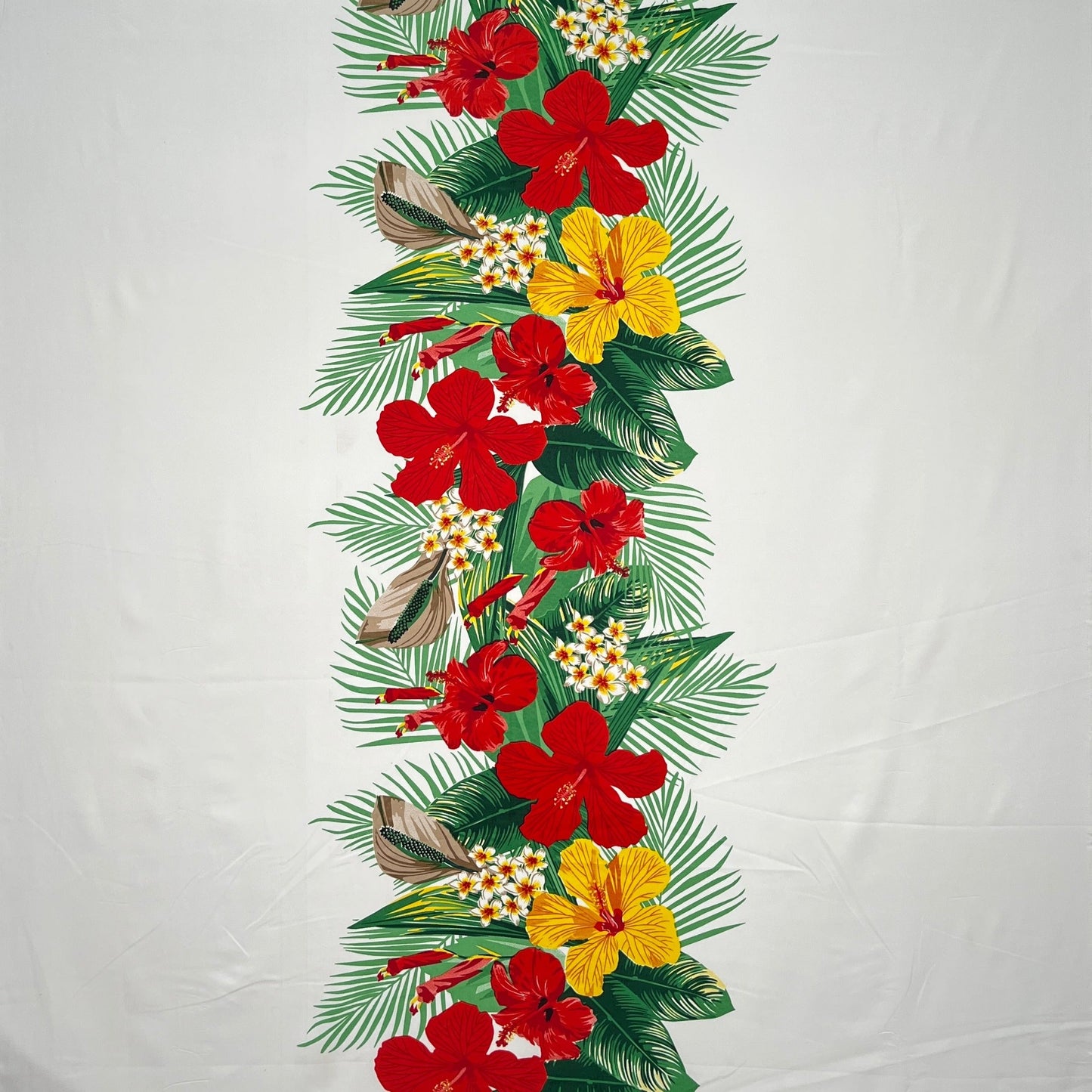 Tropical Flowers middle Border Peachskin Fabric | Islands Fabric