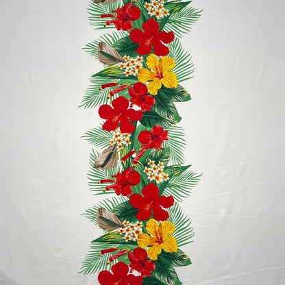 Tropical Flowers middle Border Peachskin Fabric | Islands Fabric
