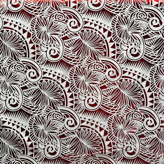 Palm Leaves Traditional Tattoo Polyester Foil | Islands Fabric