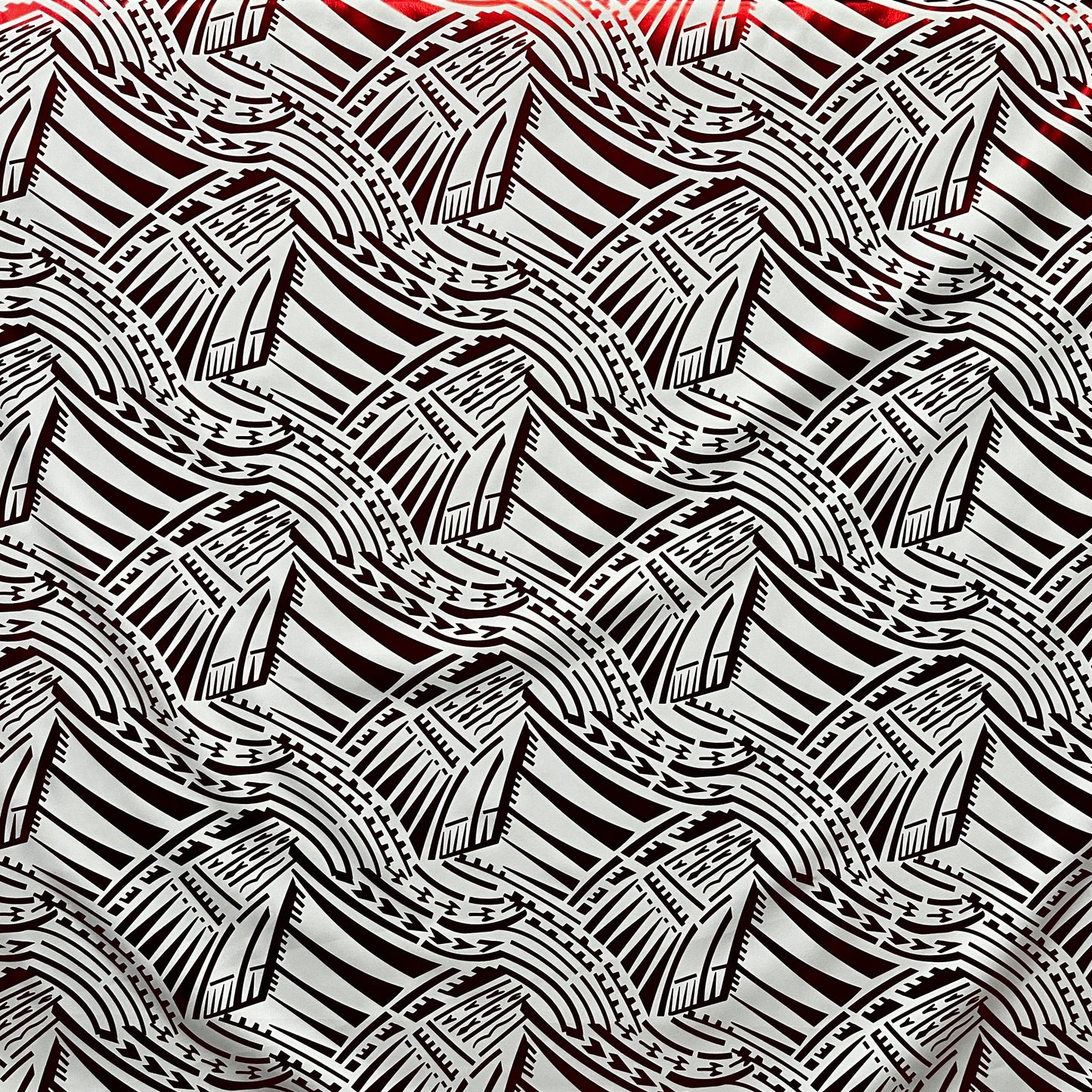 Traditional Polynesian Pattern Polyester Foil Fabric | Islands Fabric