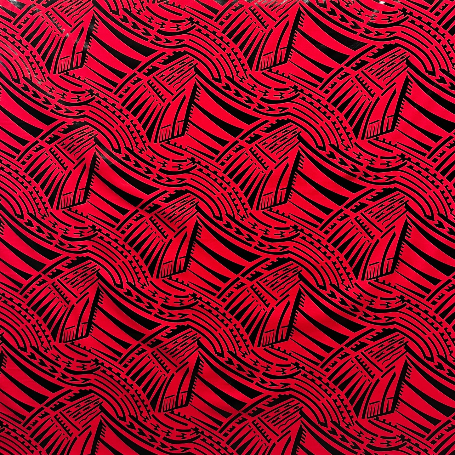 Traditional Polynesian Pattern Polyester Foil Fabric | Islands Fabric