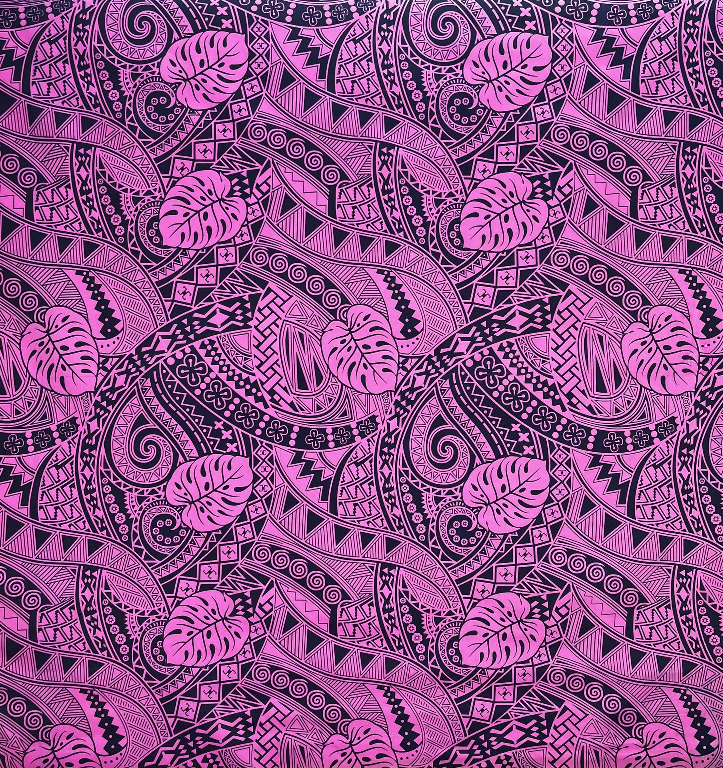 Traditional Polynesian Tapa Monstera leaves design Fabric | Polyester