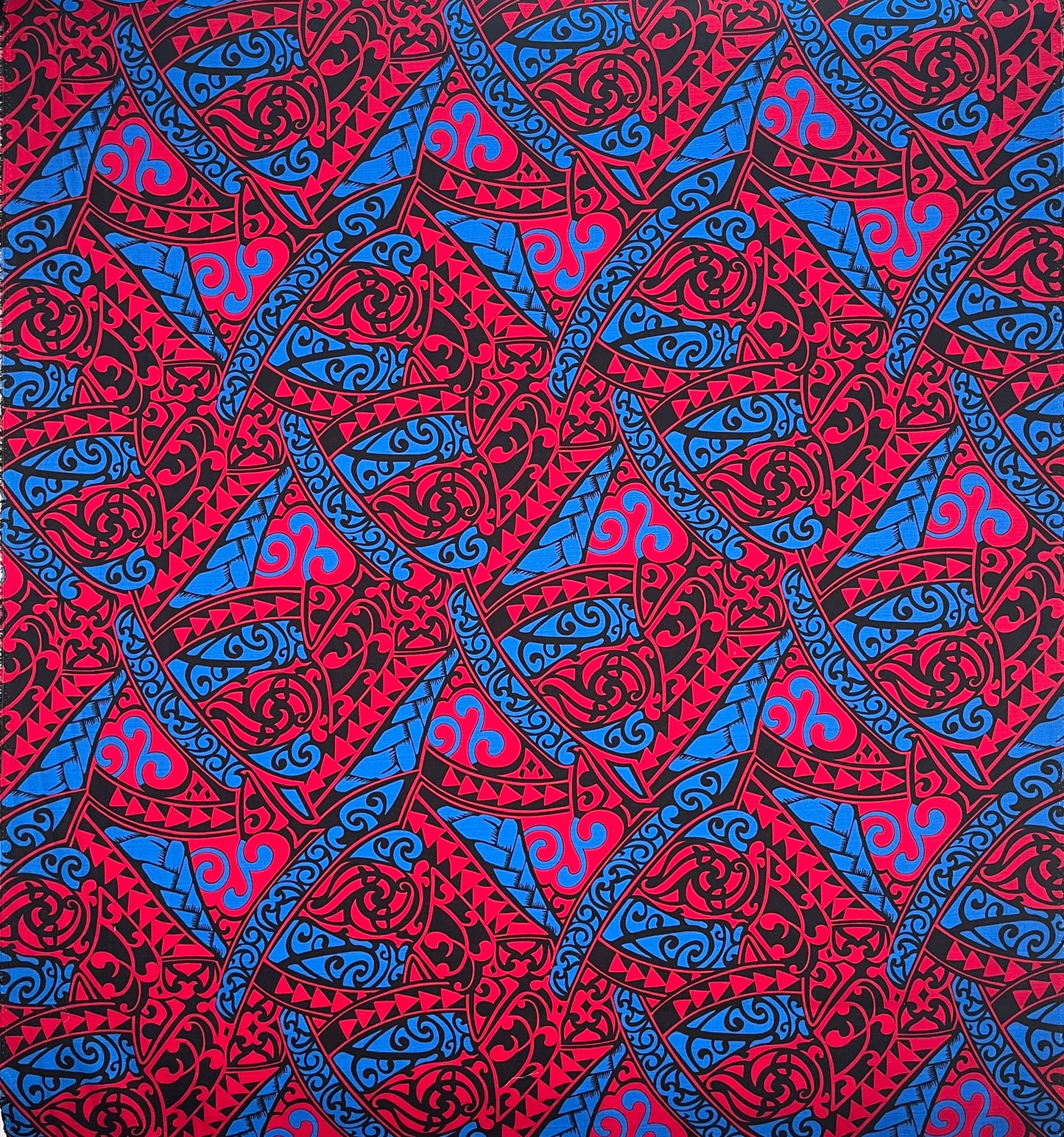 Polynesian Tribal Triangle formation design Fabric | Light Barkcloth