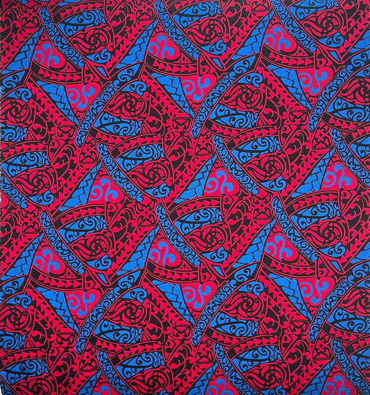 Polynesian Tribal Triangle formation design Fabric | Light Barkcloth