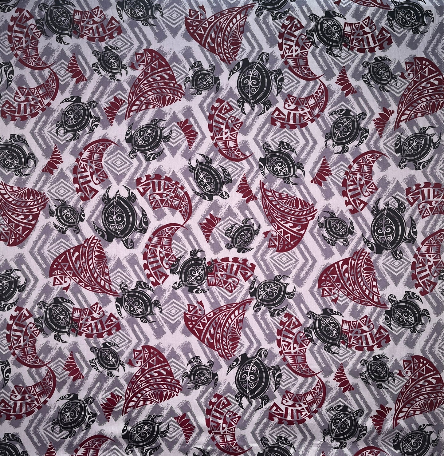 Sea Turtles w/ Traditional Polynesian Tattoo Patches Rayon Fabric | Islands Fabric