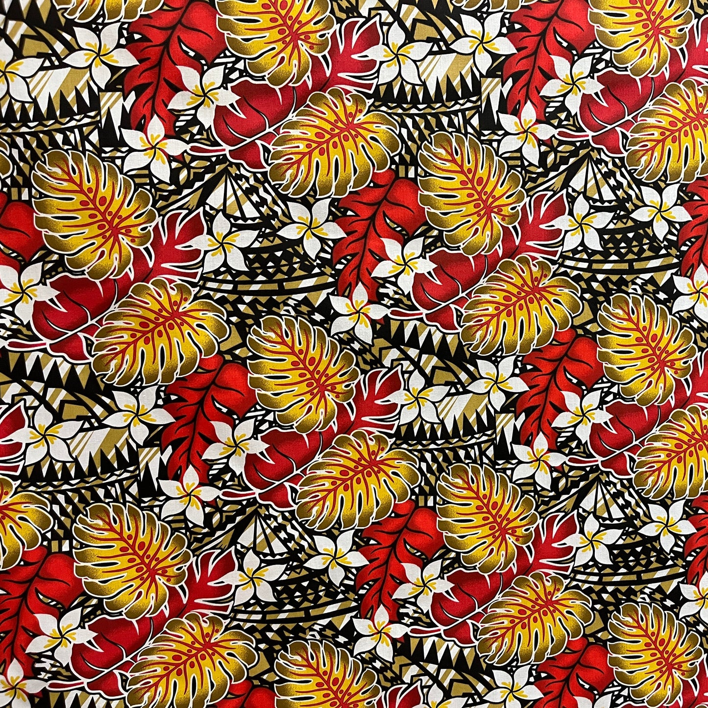 Tiare Split Leaf Monstera Poly-Cotton Fabric | Islands Fabric