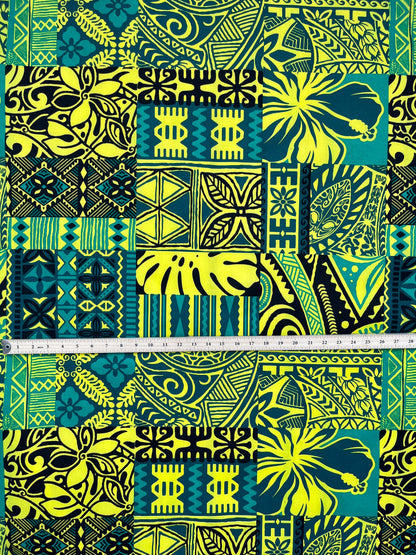 Traditional Polynesian Tapa Design Polyester Fabric | Islands Fabric