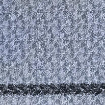 All Over Monstera Leaves Firm Fen Turtle Single Border Poly-Cotton | Islands Fabric