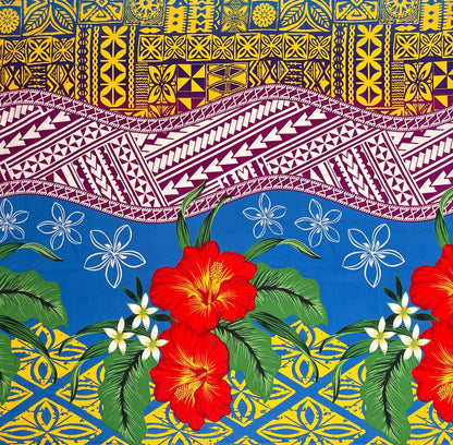Tapa, Tribal Tattoo Hibiscus Plumeria Peachskin Fabric | Islands Fabric