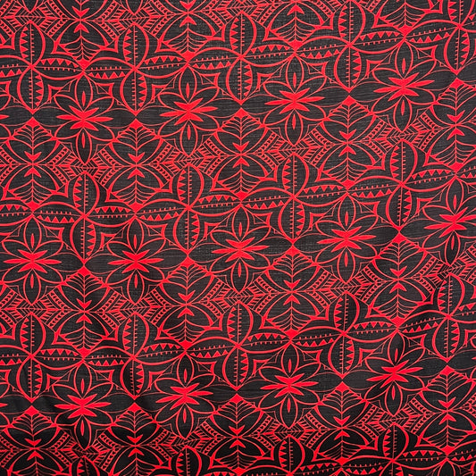 Traditional Polynesian Geometric Design Light Barkcloth Fabric| Islands Fabric