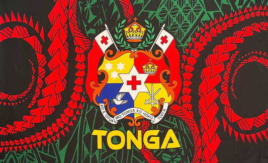 Traditional Tattoo Kingdom of Tonga Seal Polyester Sarong | Islands Fabric