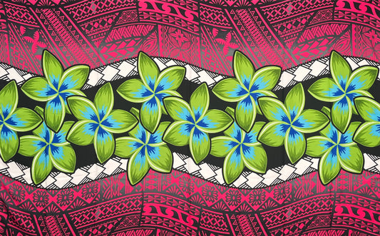 Plumeria Zig Zag Middle Border Sarong | Islands Fabric