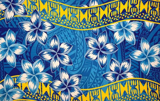 Plumeria Double Border Polyester Sarong | Islands Fabric