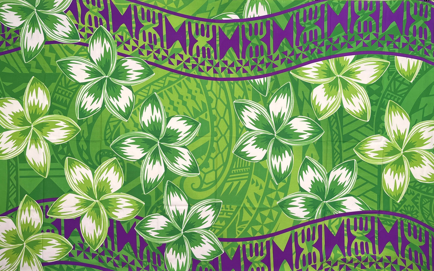 Plumeria Double Border Polyester Sarong | Islands Fabric