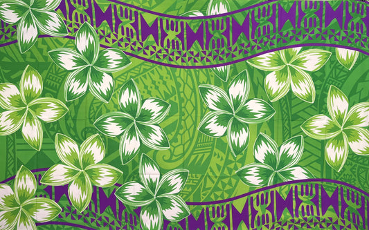Plumeria Double Border Polyester Sarong | Islands Fabric