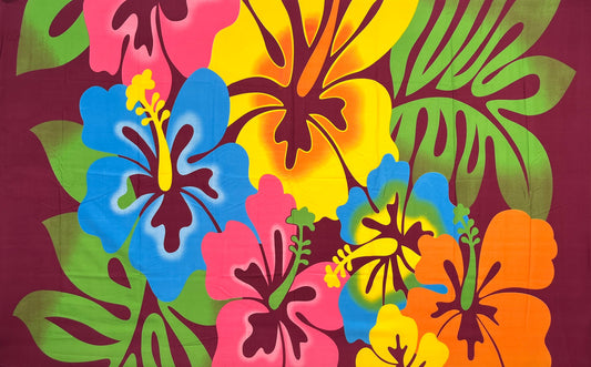 Hibiscus Airbrush Flower Polyester Sarong | Islands Fabric