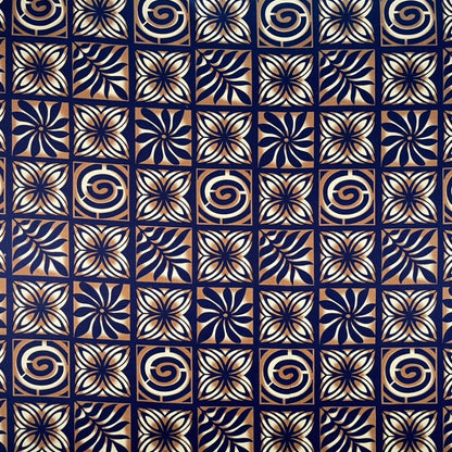 Traditional Polynesian Tapa checkered design Fabric| Cotton Light Barkcloth