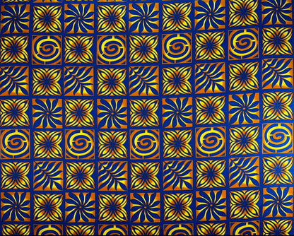 Traditional Polynesian Tapa checkered design Fabric| Cotton Light Barkcloth