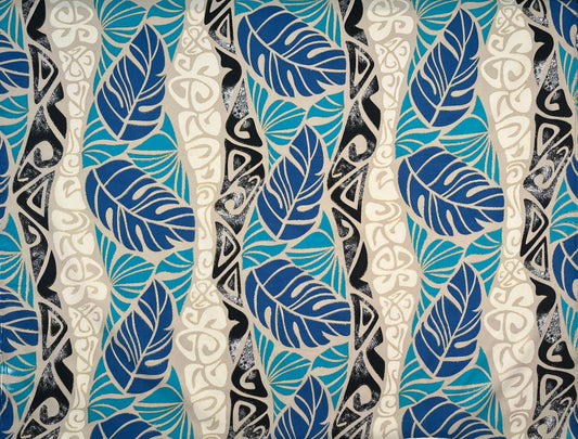 Monstera Tribal Print Polyester Glitter Fabric | Islands Fabric