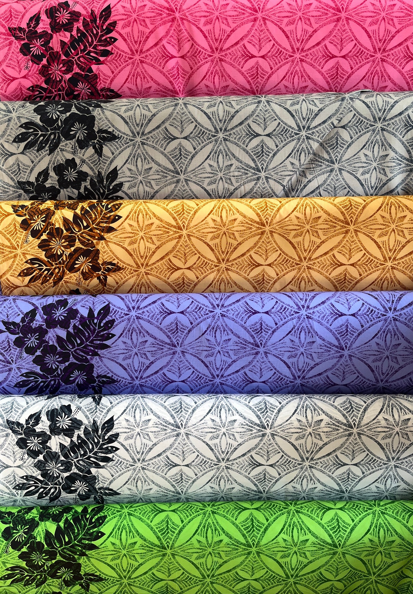 Tropical Floral Border Polyester Fabric | Islands Fabric