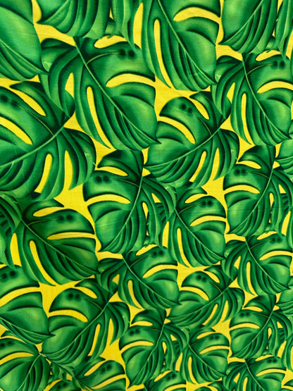 All Over Monstera Leaf Polyester Fabric | Islands Fabric