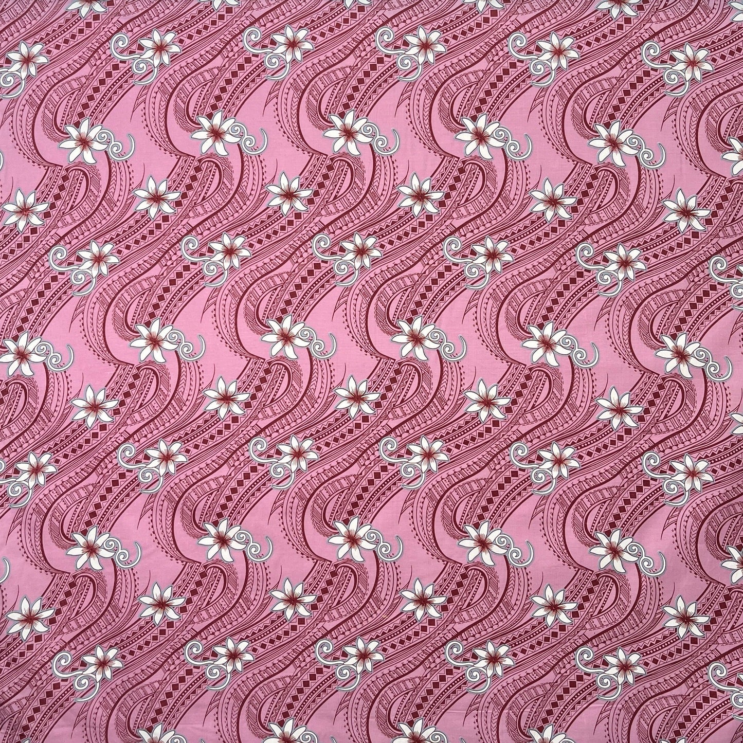 Tiare Waves Traditional Tattoo Polyester Fabric | Islands Fabric