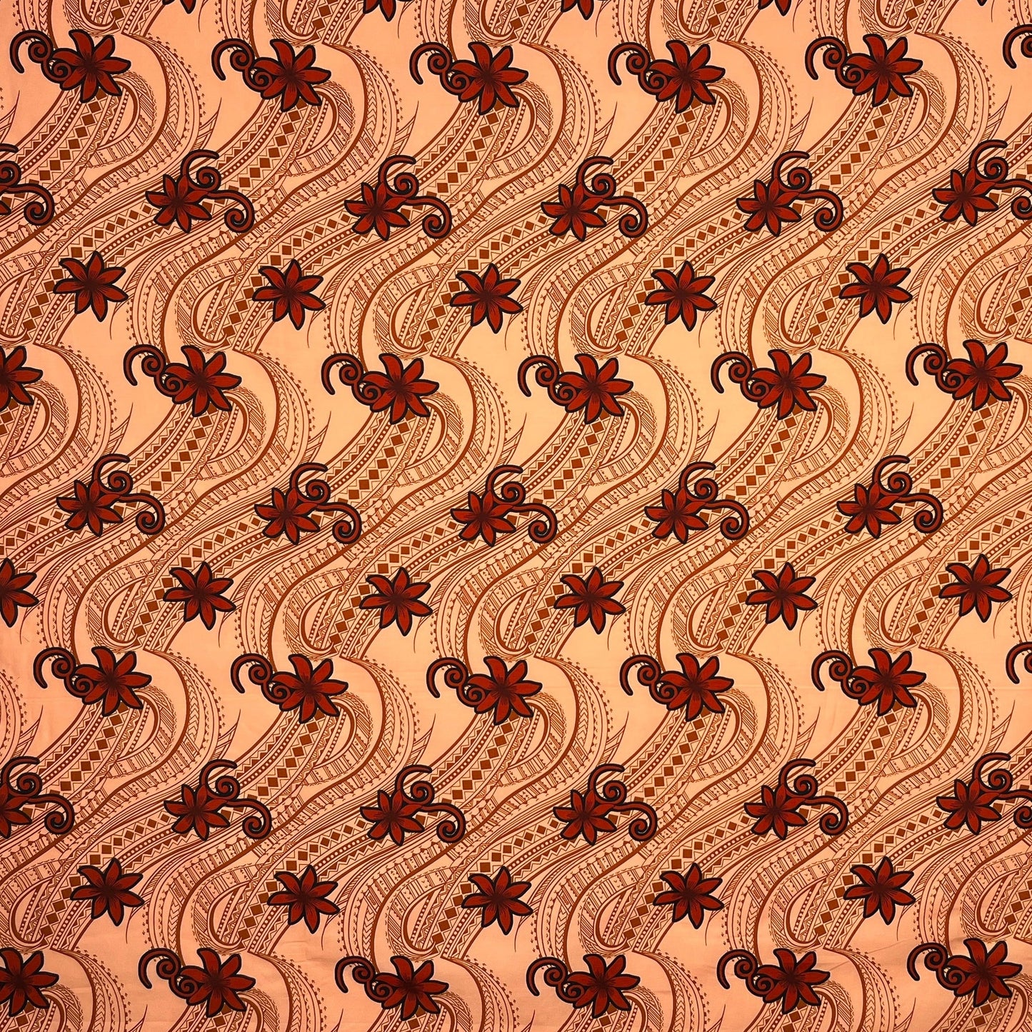 Tiare Waves Traditional Tattoo Polyester Fabric | Islands Fabric