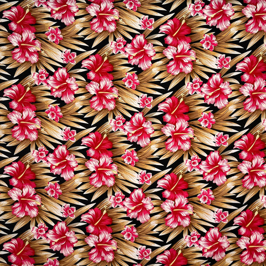 Multicolor Hibiscus Flowers Polyester Fabric | Islands Fabric