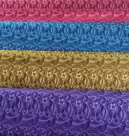 Mini Hibiscus Flowers Traditional Polynesian Tattoo Polyester Fabric | Islands Fabric