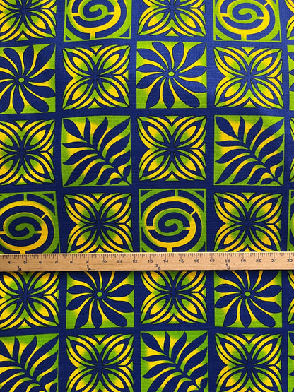 Traditional Polynesian Tapa checkered design Fabric| Cotton Light Barkcloth