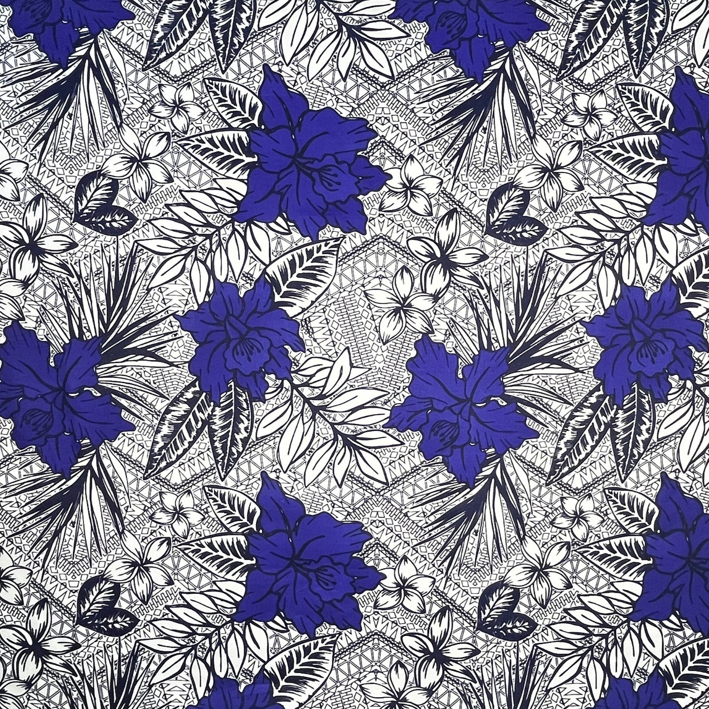 All Over Tropical Flowers & Leaves Polyester Fabric | Islands Fabric