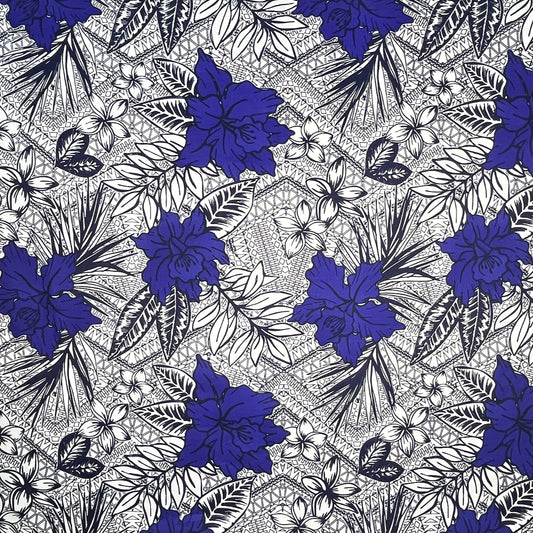 All Over Tropical Flowers & Leaves Polyester Fabric | Islands Fabric