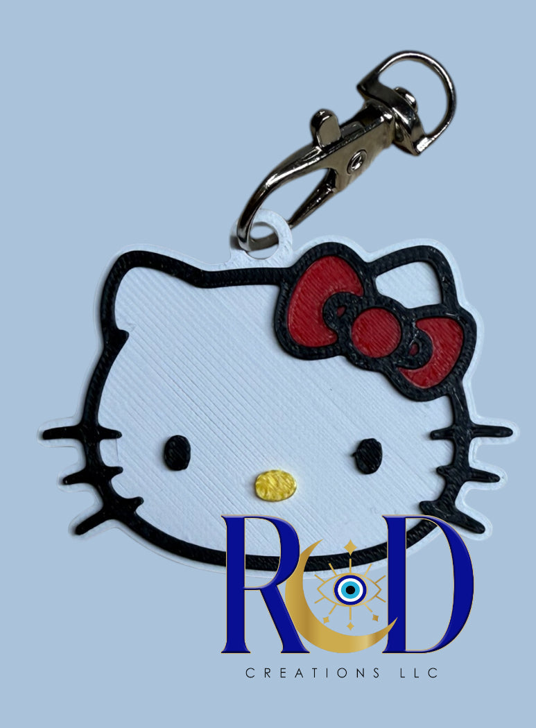 RDHelloKitty Red Ready to Ship NFC Weblink Keychain -3D Printed Social Media Scan Tag for Content Creators and Businesses