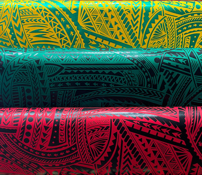 Traditional Polynesian Tattoo design Polyester Foil Fabric| Islands Fabric