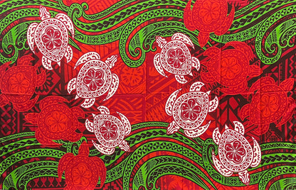 Turtles Traditional Tattoo Polyester Sarong | Islands Fabric
