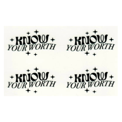 Master Maker Crafts -  UV DTF Decal - Know Your Worth 4 Set 2" (Keychain NOT Inclued)