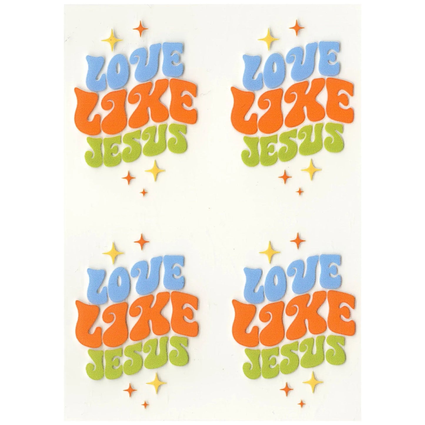 Master Maker Crafts -  UV DTF Decal - Love Jesus Retro 4 Set 2" (Keychain NOT Inclued)