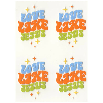 Master Maker Crafts -  UV DTF Decal - Love Jesus Retro 4 Set 2" (Keychain NOT Inclued)