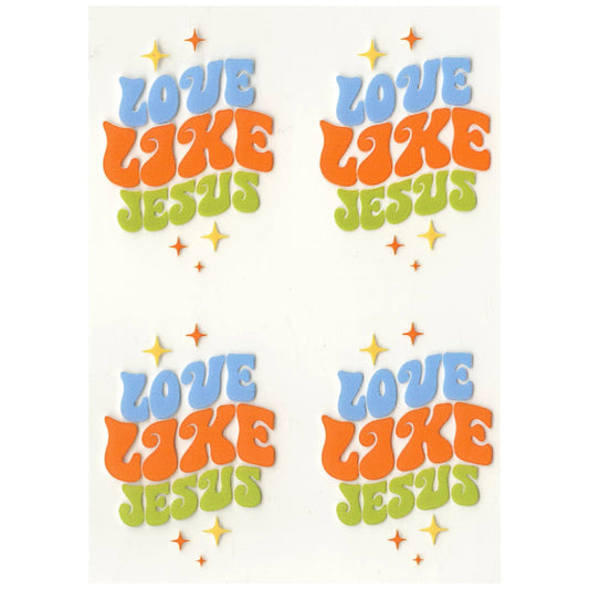 Master Maker Crafts -  UV DTF Decal - Love Jesus Retro 4 Set 2" (Keychain NOT Inclued)