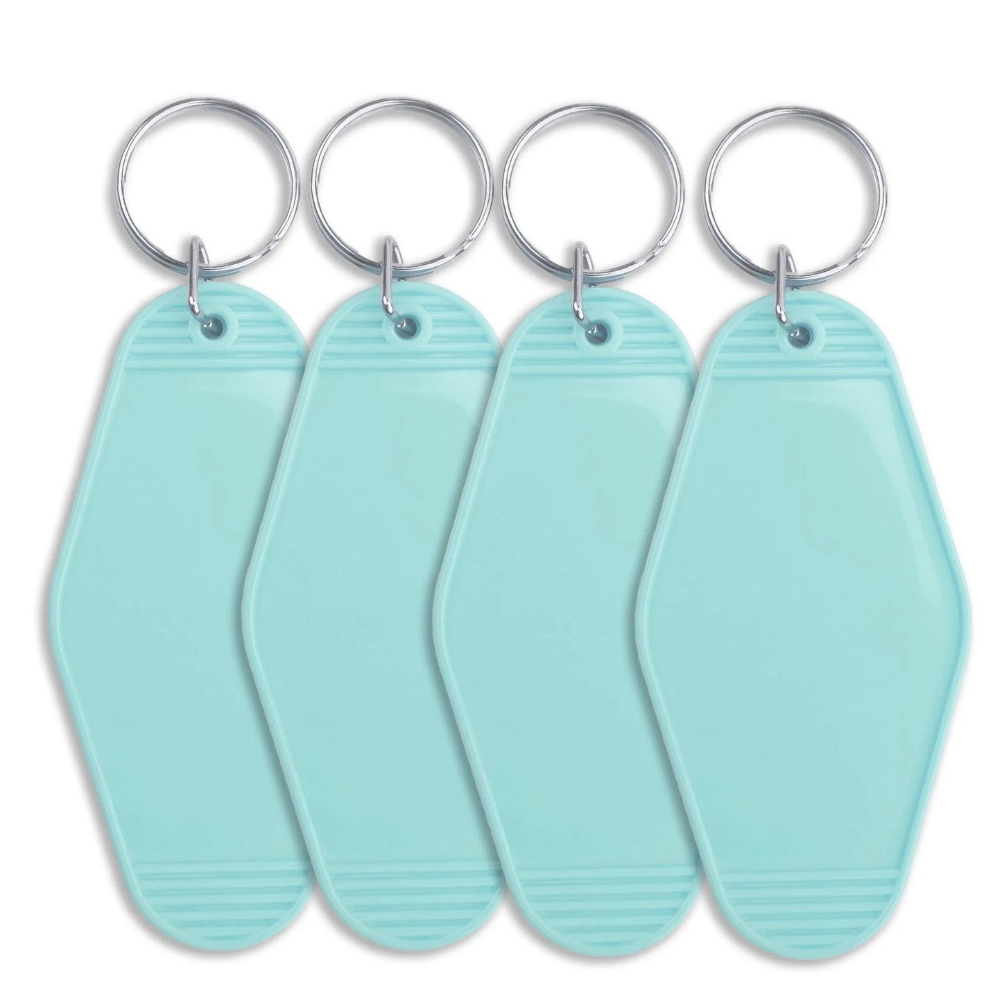 Master Maker Crafts -  Retro Motel Keychain with Silver Ring - Light Blue (4 per Set)
