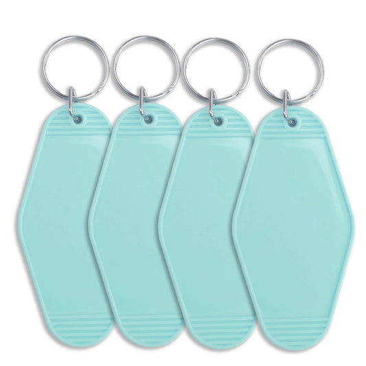 Master Maker Crafts -  Retro Motel Keychain with Silver Ring - Light Blue (4 per Set)