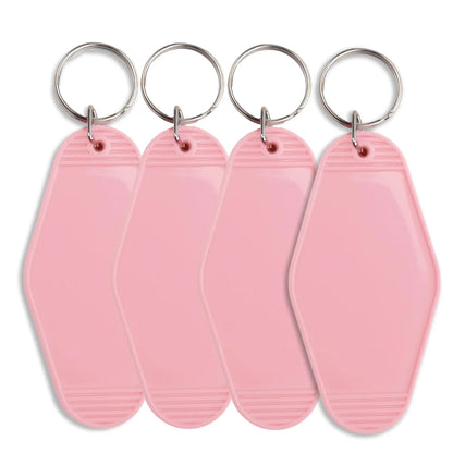 Master Maker Crafts -  Retro Motel Keychain with Silver Ring - Light Pink (4 per Set)