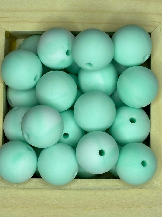 15mm Marble Mint Silicone Bead - 10 Count