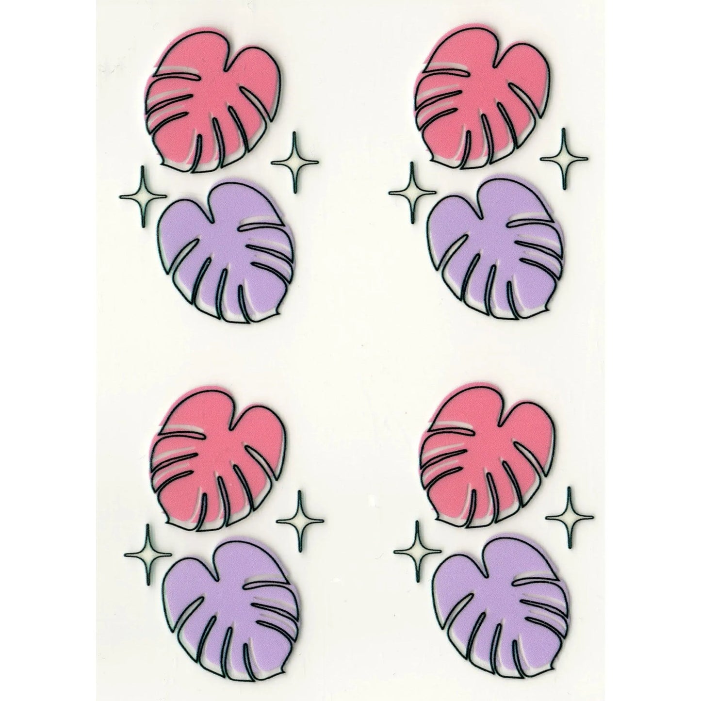 Master Maker Crafts -  UV DTF Decal - Pastel Monstera 4 Set 2" (Keychain NOT Inclued)